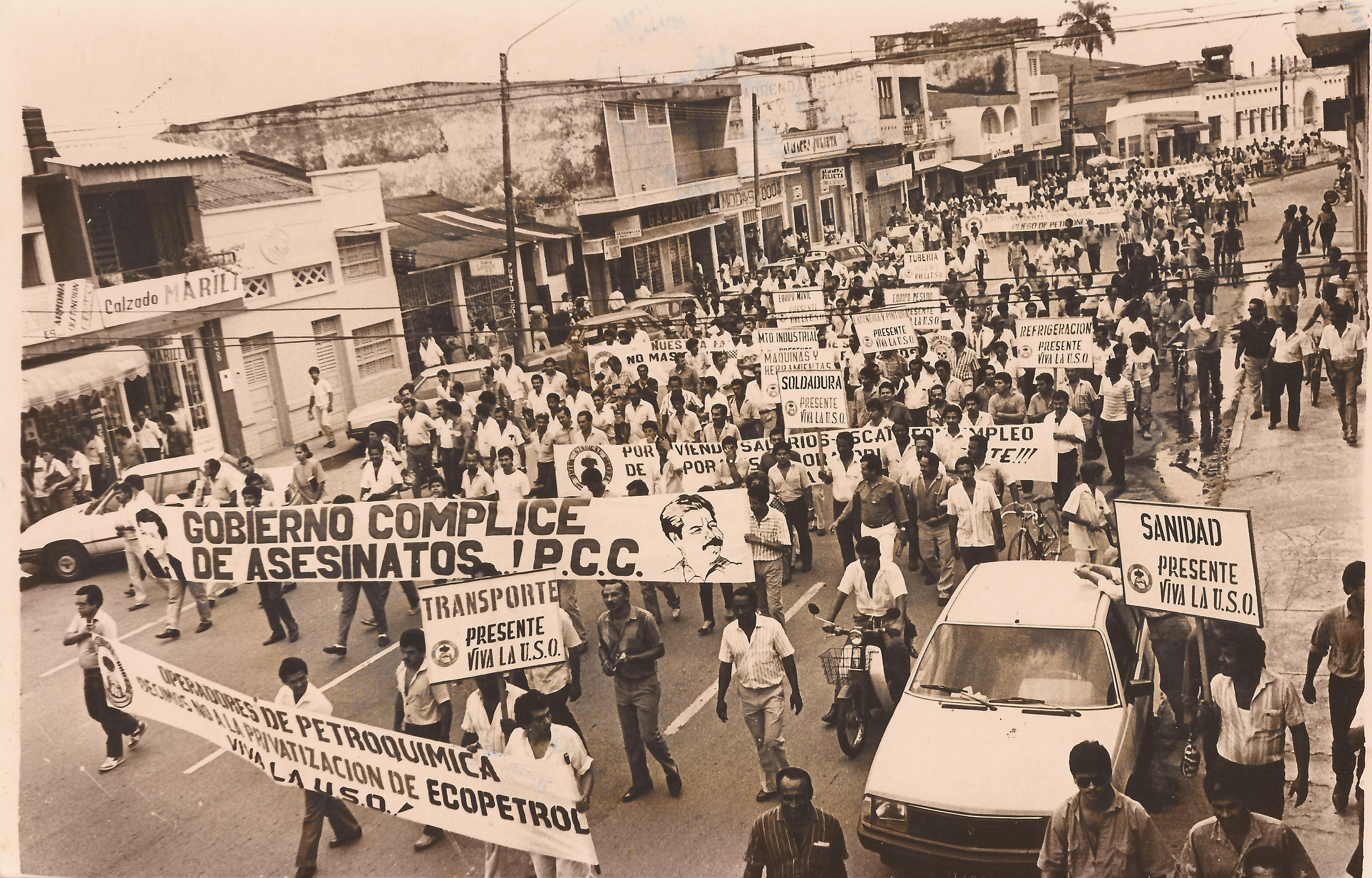 Desde su creación la USO tomó como bandera la defensa de los derechos laborales, de los recursos nacionales y la creación de una empresa estatal que asumiera la exploración y explotación petrolera en Colombia. / Archivo USO