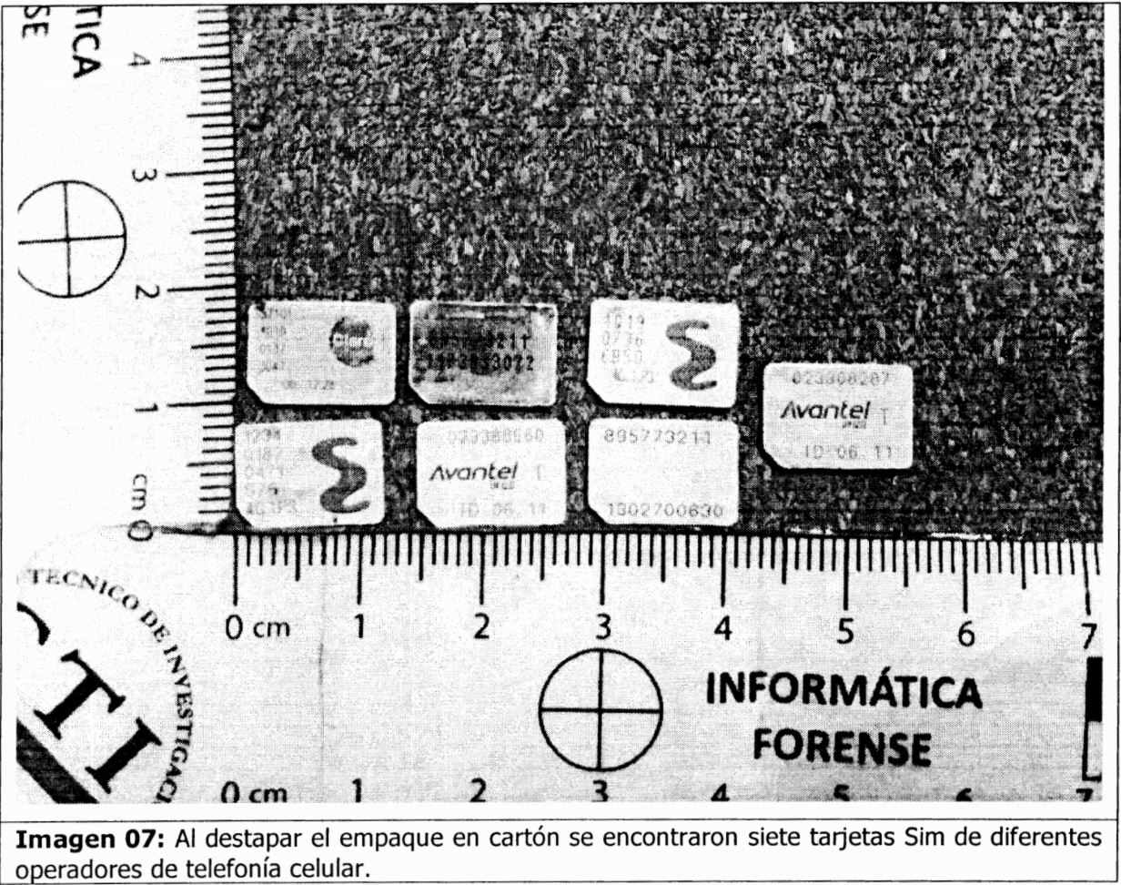 Las SIM decomisadas a Monsalve