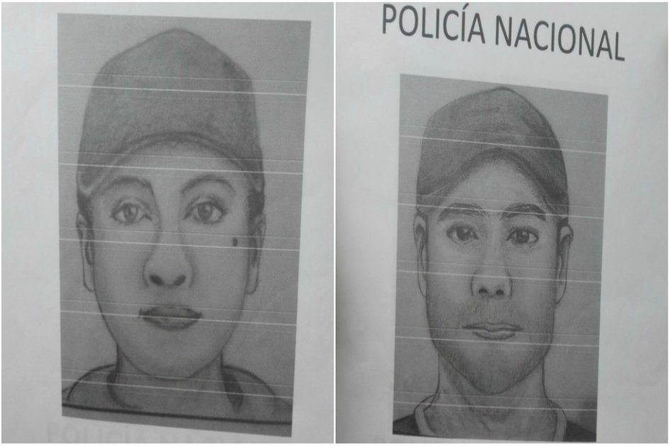 Estos son los retratos hablados que difundió la Policía del hombre y la mujer que habrían asesinado a dos policías este domingo. / Imágenes de la Policía Nacional.