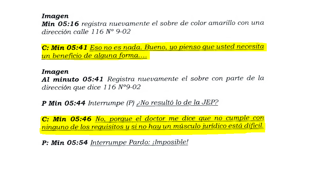 Tomada del auto AEI-00156-2020 de la Corte Suprema de Justicia, en el cual se ordenó la detención en casa del expresidente Álvaro Uribe Vélez.