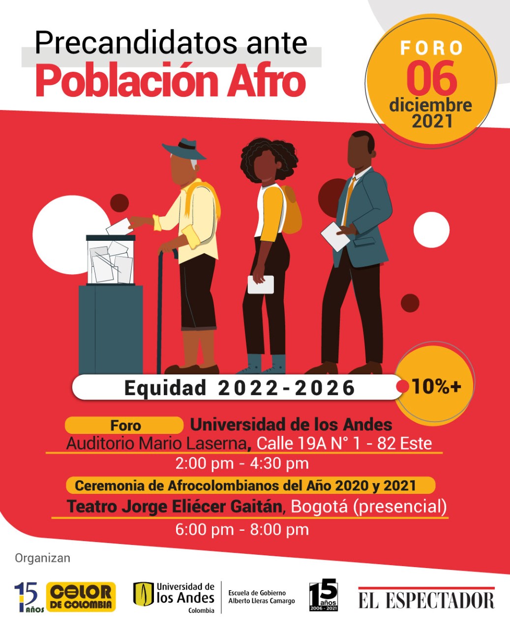 Quince temas del foro de precandidatos ante población afro