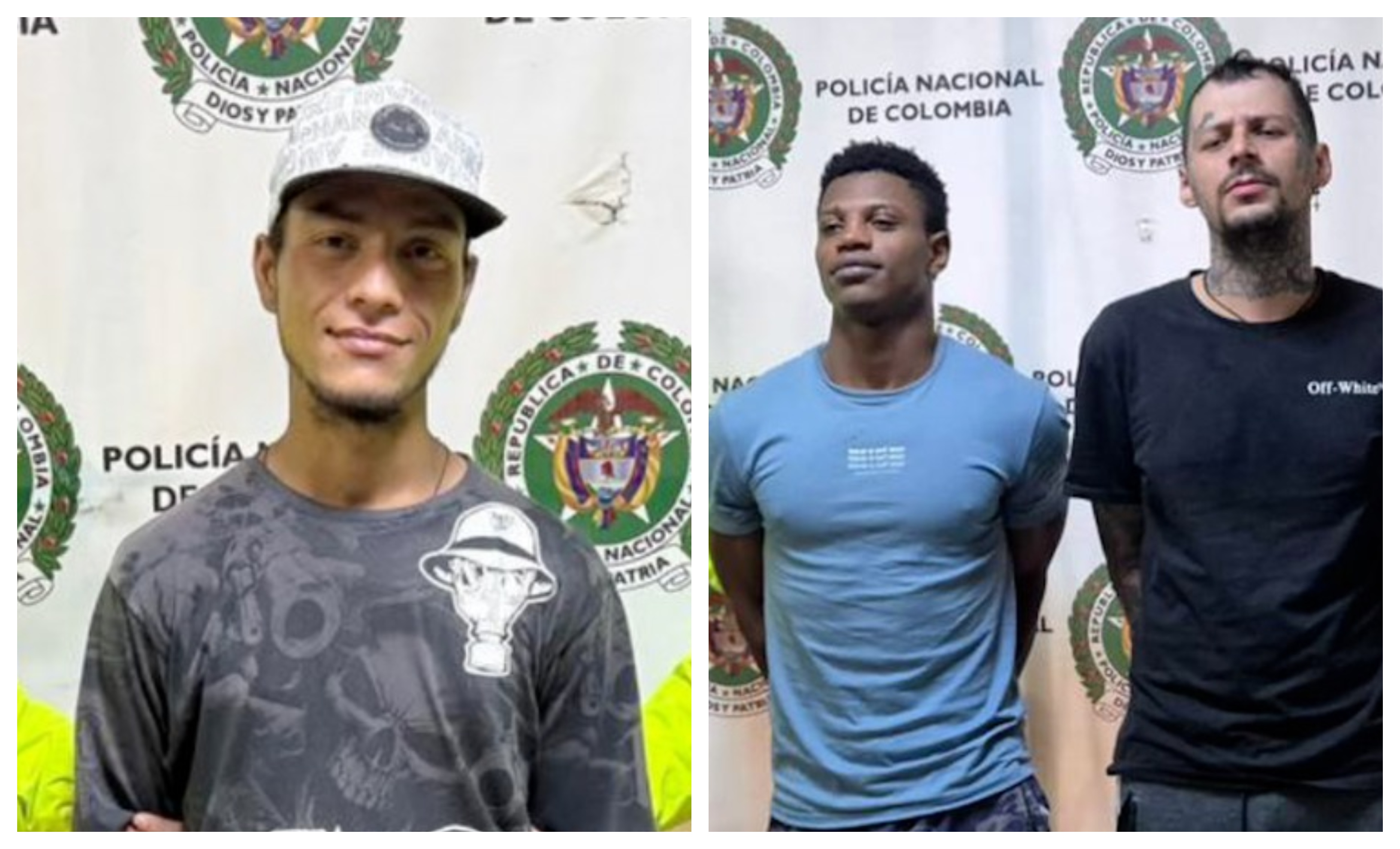 Diego Alexander Becerra (izquierda) y Daniel González Cano y Yoimar Blandón Córdoba (derecha), condenados por homicidio.