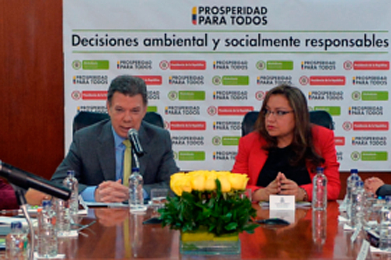 El presidente Juan Manuel Santos quien lideró la jornada de los Diálogos de Gestión en el Ministerio de Ambiente, este viernes en Bogotá.