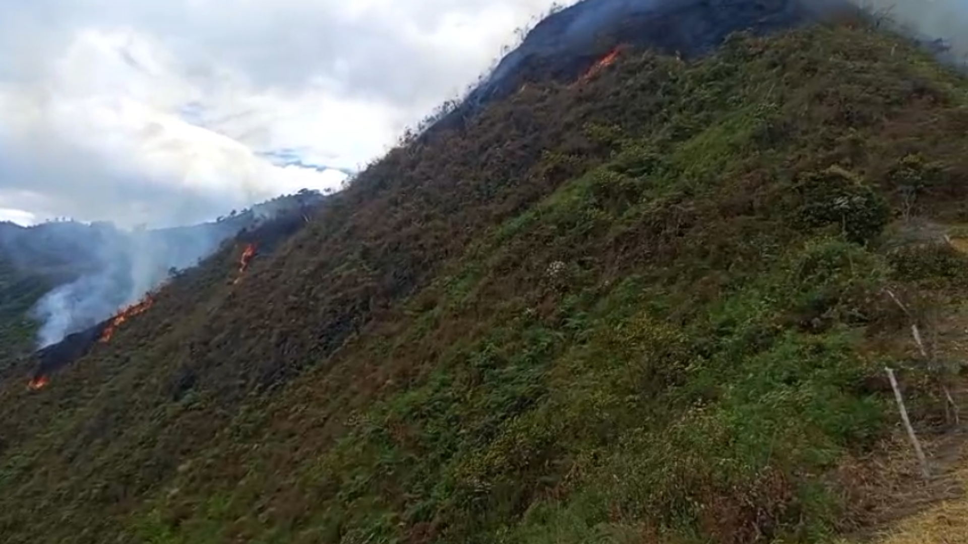 Bomberos controlan gigantesco incendio forestal en Pacho, Cundinamarca