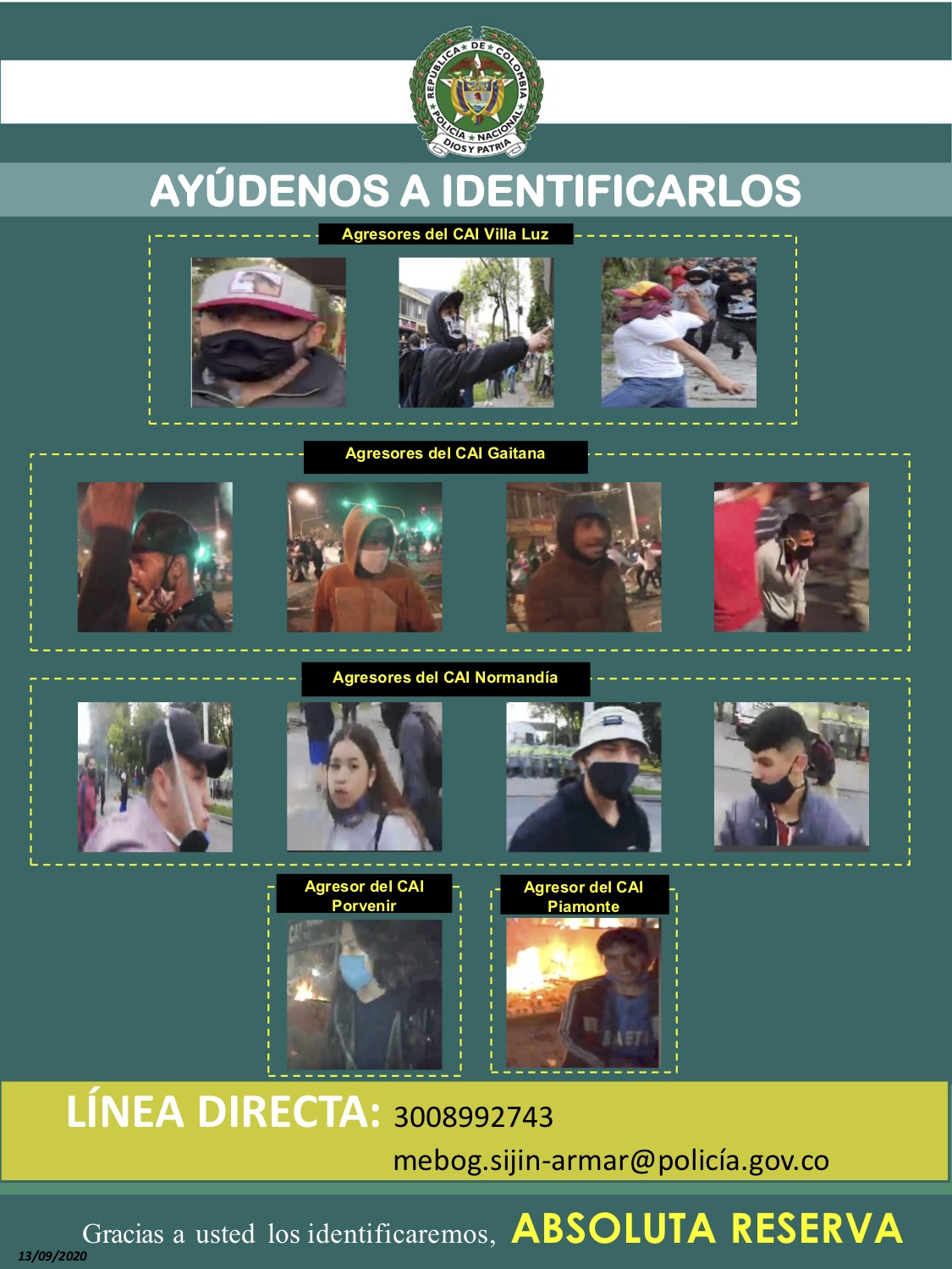 Doce hombres y una mujer en un cartel de se busca.