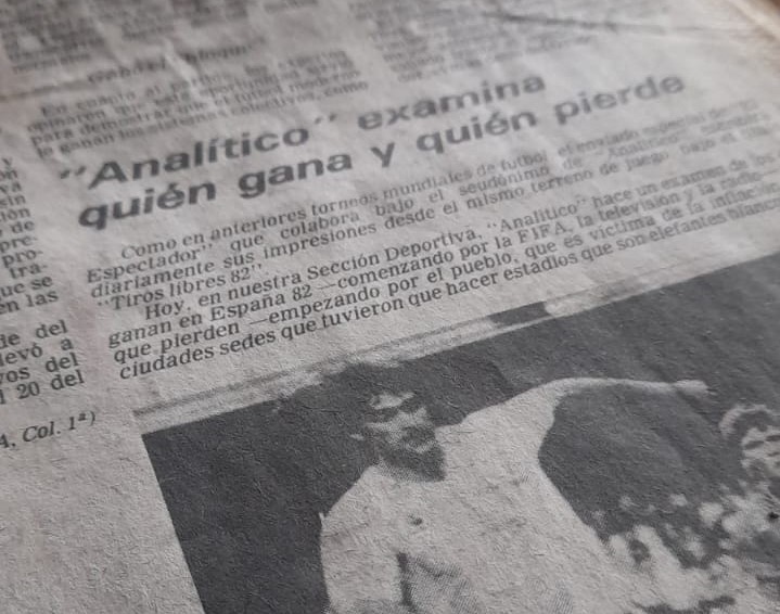 Página de deportes de El Espectador, durante el Mundial de España 1982.