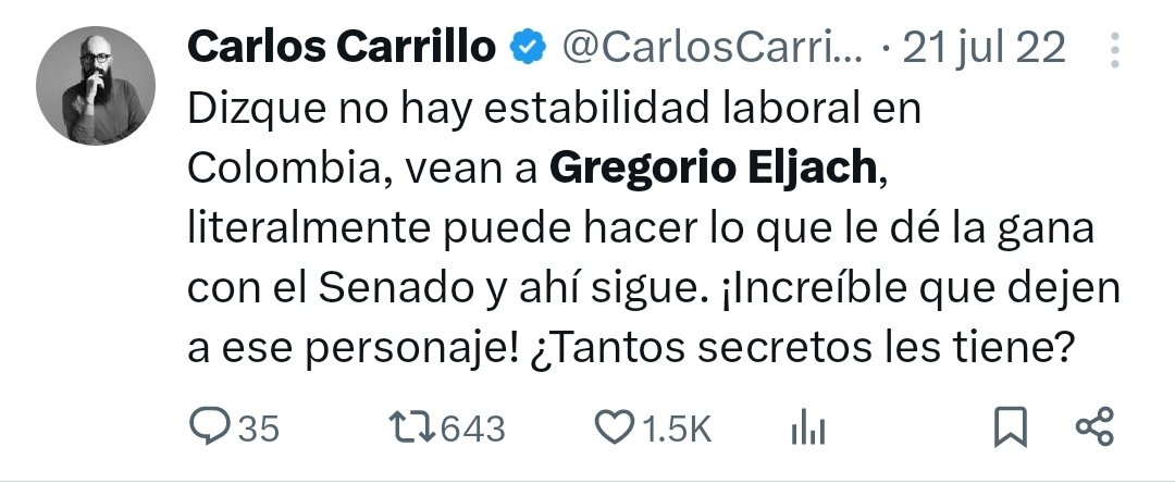 Este es el trino de Carlos Carillo que está circulando en X.