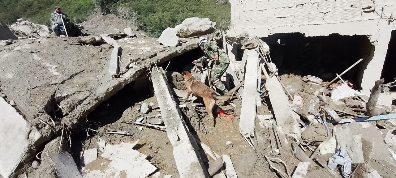 Ulises, el compañero de Wilson en la Operación Esperanza, está buscando personas en Quetame, Cundinamarca