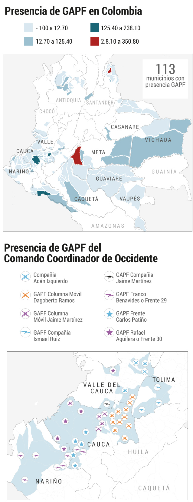 Ubicación e influencia de los Grupos Armados post-Farc (GAPF).