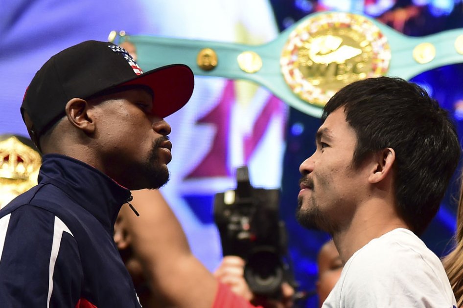 Mayweather vs. Pacquiao, se enfrentarán este sábado en Las Vegas. Foto: AFP