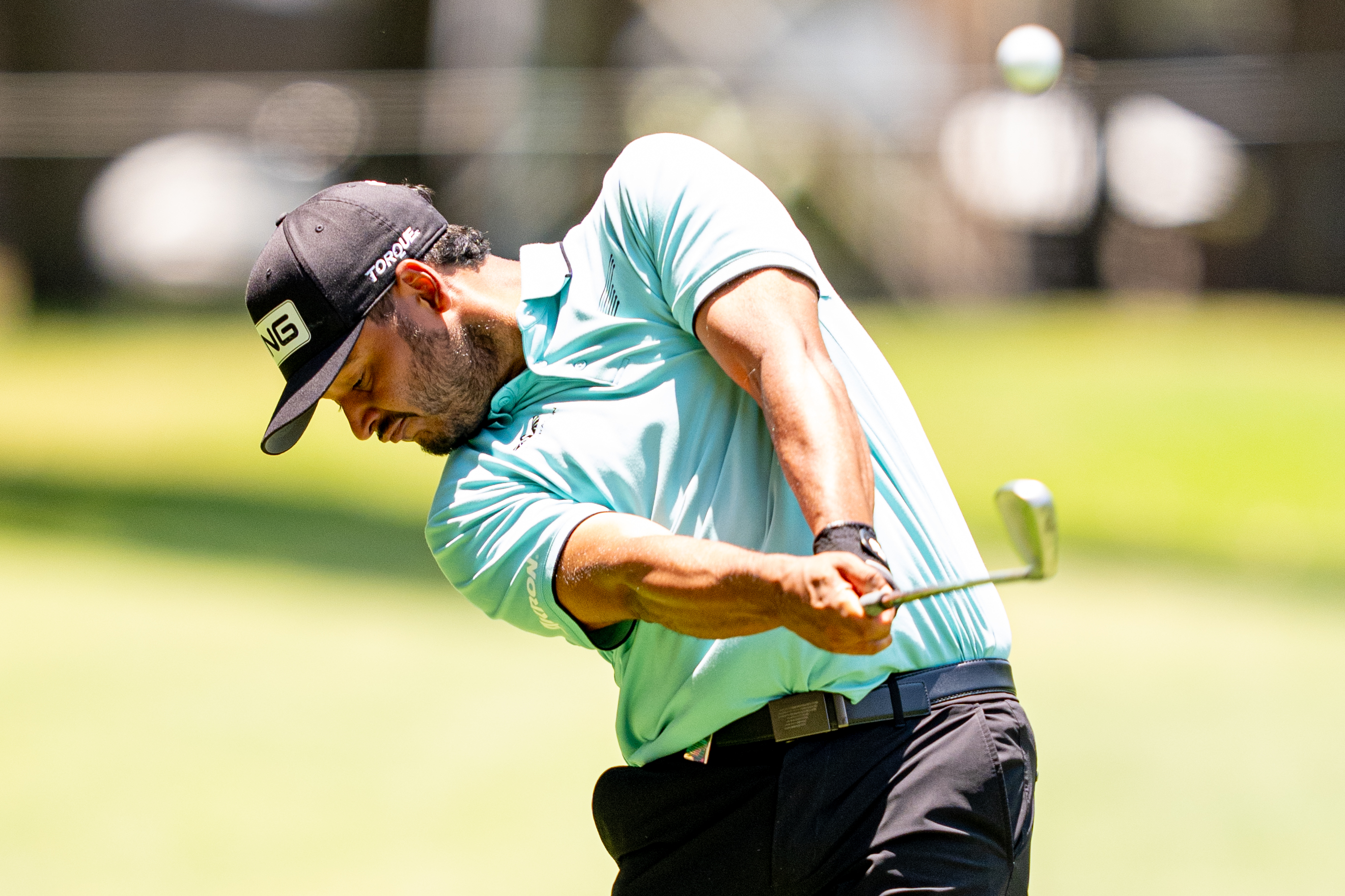 El golfista colombiano Sebastián Muñoz durante la tercera y última ronda del LIV Golf Mexico City 2025.