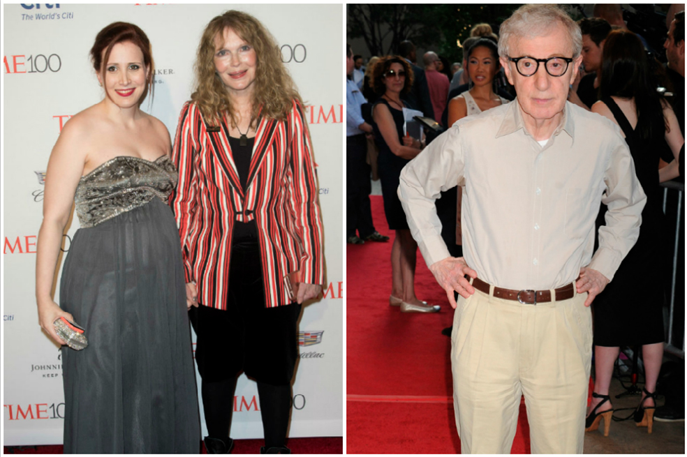 Dylan Farrow, Mia Farrow y Woody Allen.