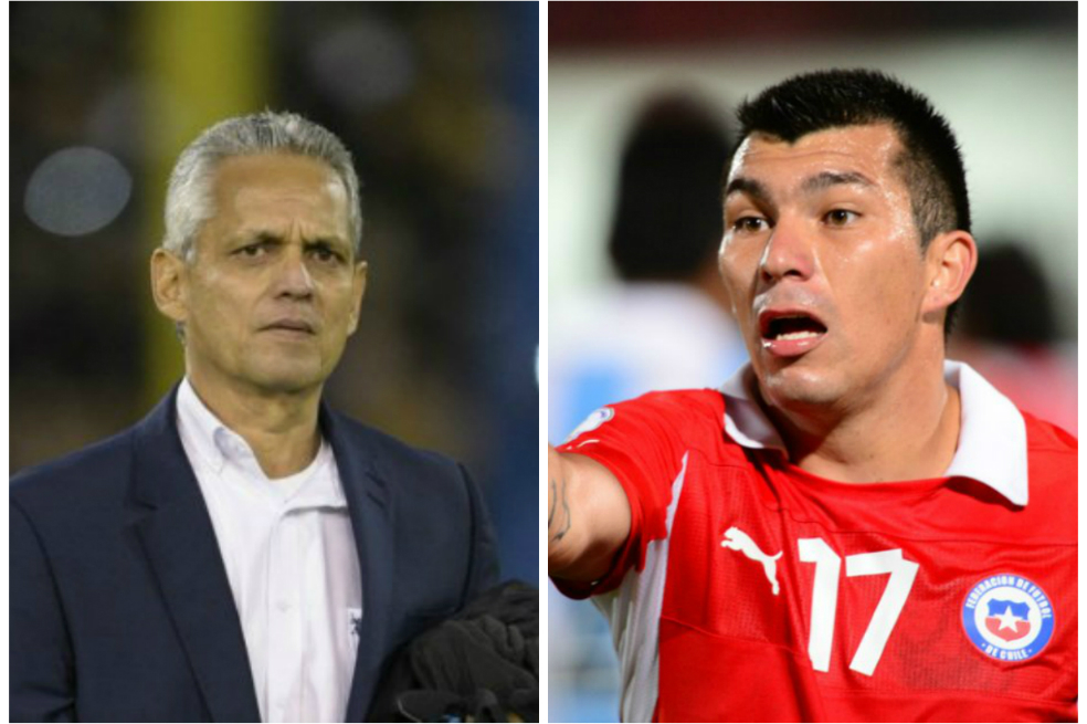Reinaldo Rueda, entrenador colombiano, y Gary Medel, futbolista de la selección chilena.