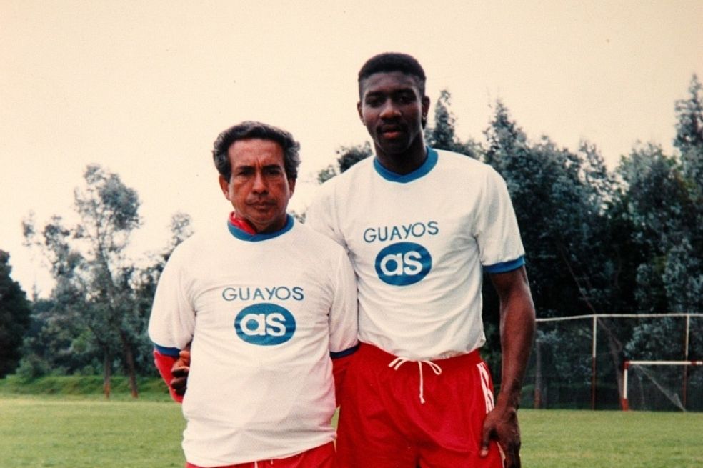 "El Tren" Valencia junto a Alfonso Sepúlveda en sus primeros entrenamientos con Independiente Santa Fe.