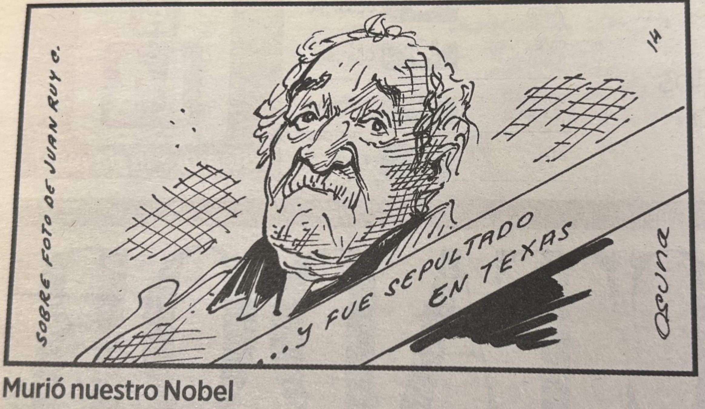 Gabriel García Márquez falleció el 17 de abril de 2014 en Ciudad de México. Osuna le dedicó esta caricatura.