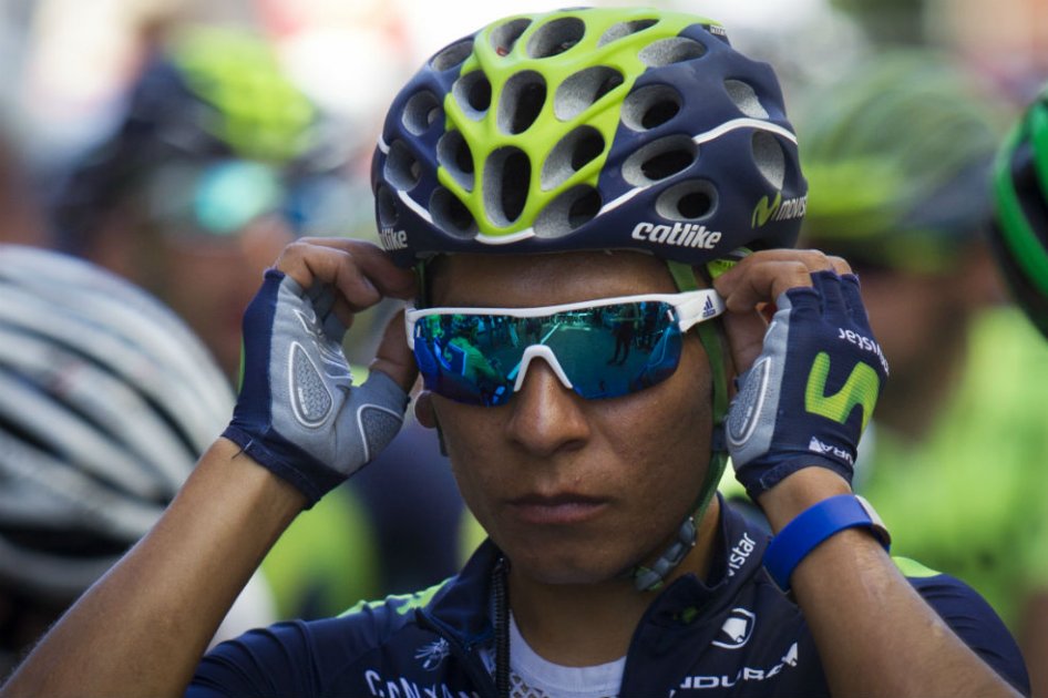 Nairo Quintana previo a la salida en la tercera etapa de la Vuelta a España. Foto: AFP