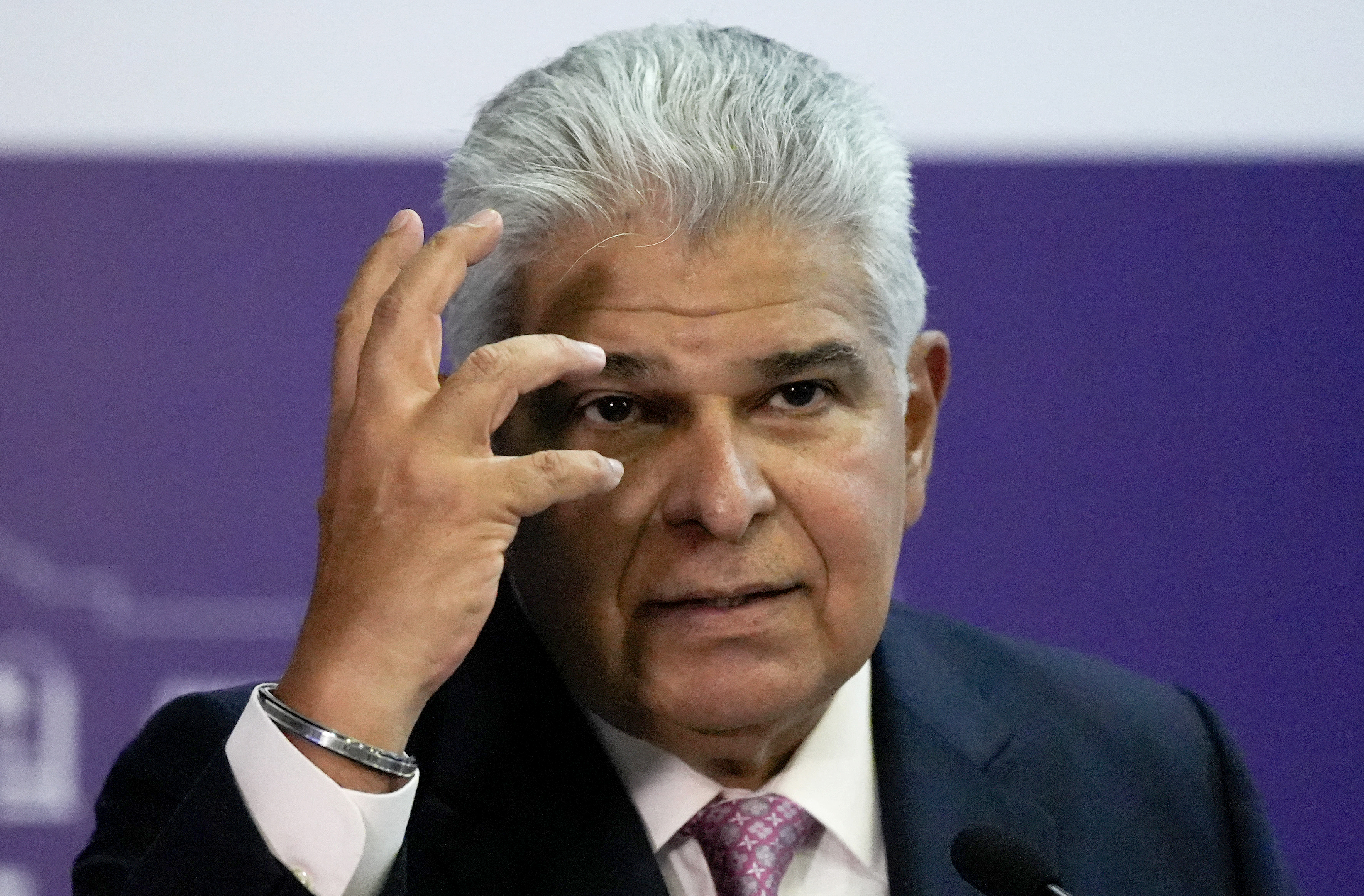Panama's President Jose Raul Mulino speaks during his weekly press conference at the presidential palace in Panama City on August 1, 2024.