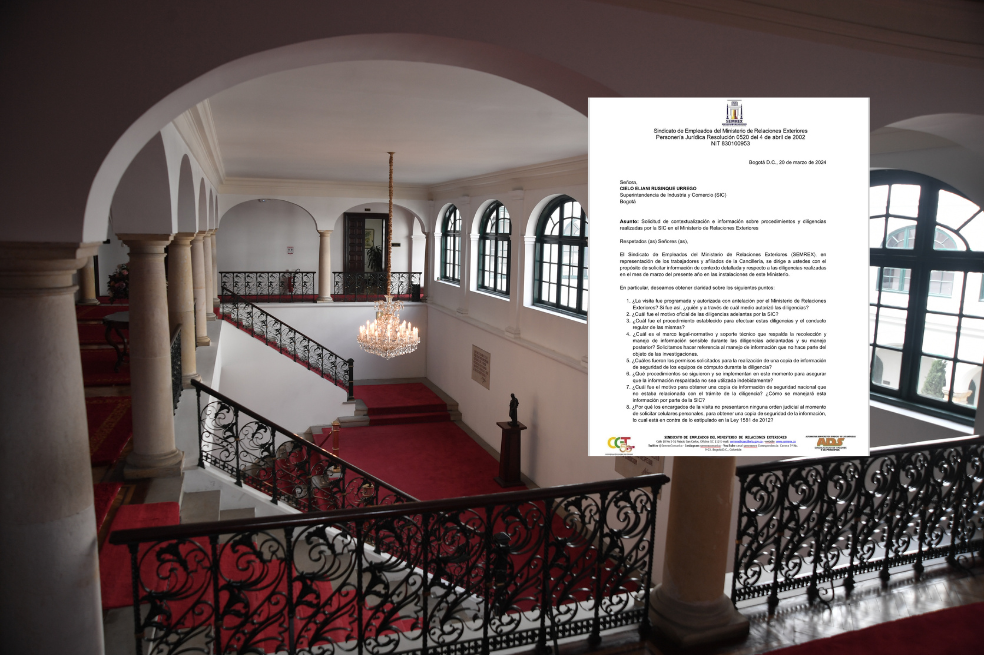 Sindicato de Cancillería aseguró que la SIC tomó información confidencial en inspección