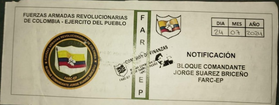 Panfleto circulando en el departamento del Guaviare