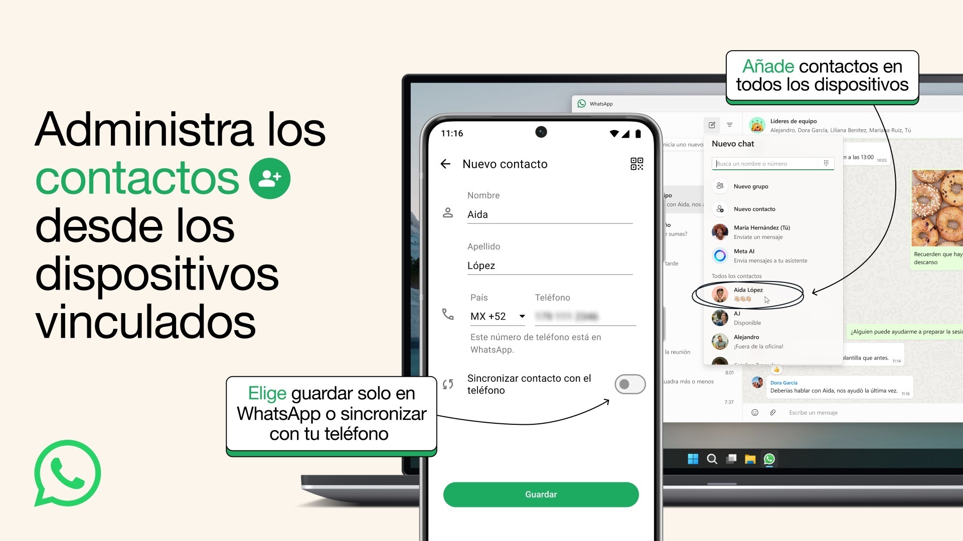 WhatsApp permitirá añadir y gestionar los contactos dentro de la ‘app’