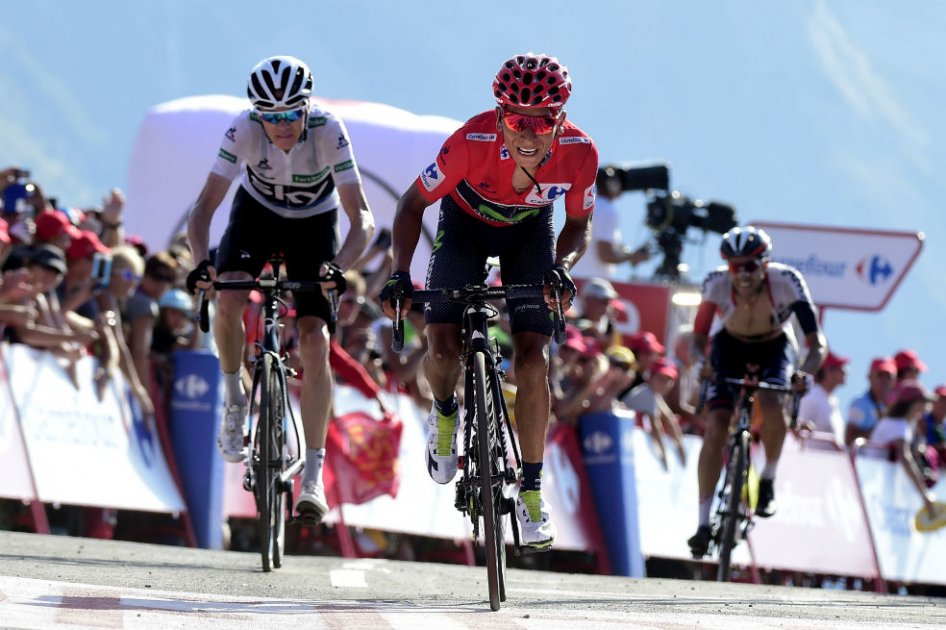 Nairo Quintana en la llegada a Aubisque. Foto: AFP
