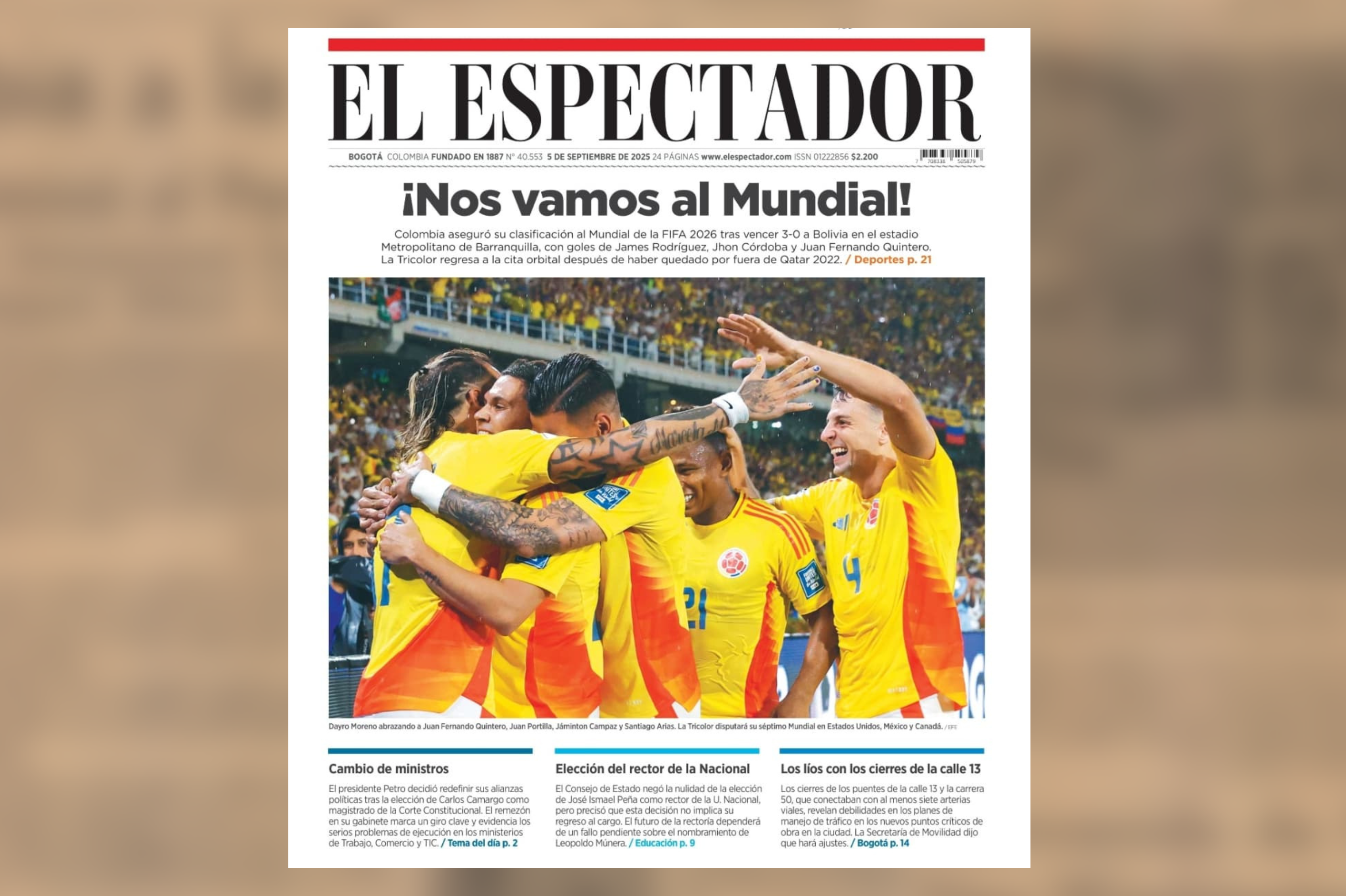 Las portadas de El Espectador de las clasificaciones de Colombia a los Mundiales