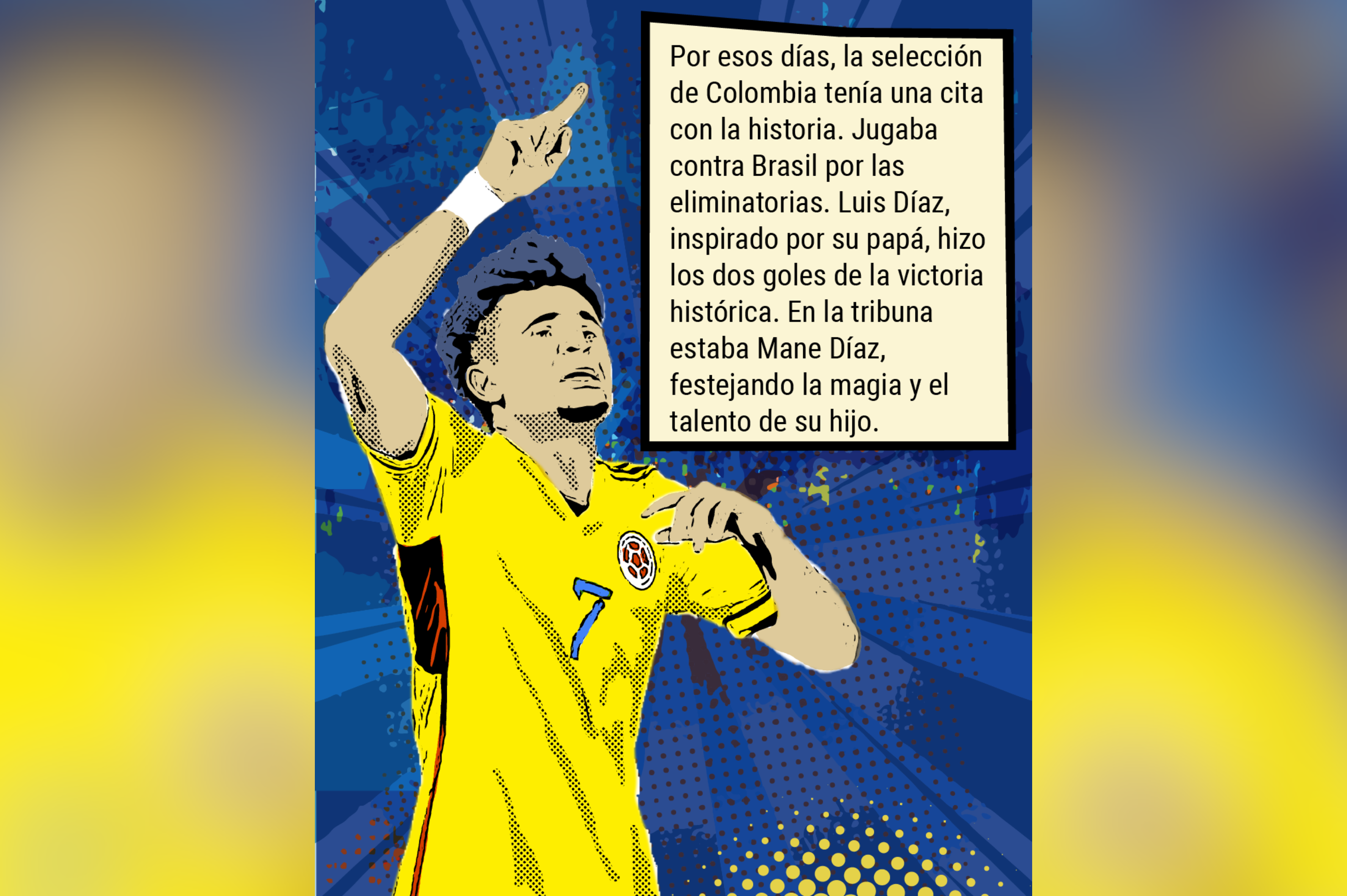El cómic de Luis Díaz con la selección de Colombia, que busca el título de la Copa América 2024.