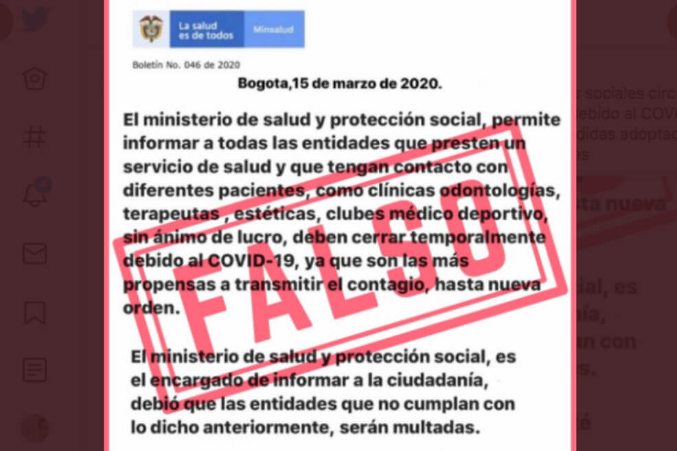 Otra noticia falsa: supuesto cierre de servicios de salud ordenado por el ministerio