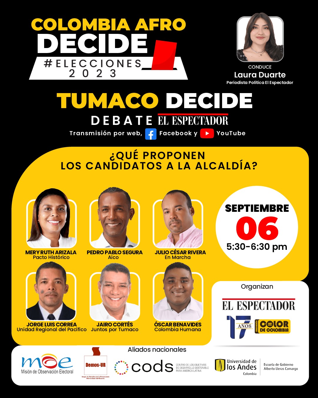 Los candidatos a la alcaldía de Tumaco debaten en El Espectador