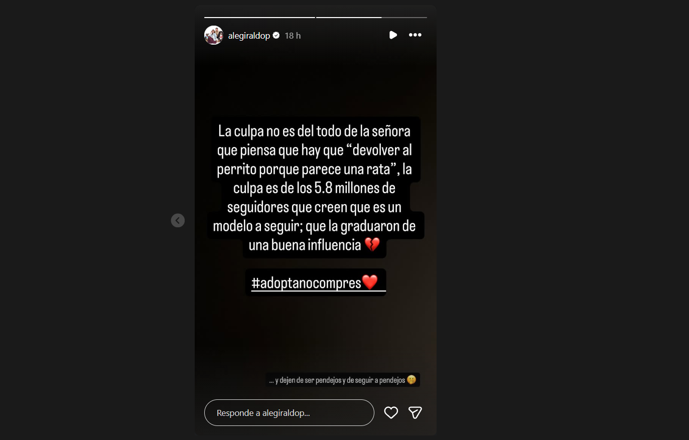 Alejandra Giraldo cuestionó a Karina García por polémico comentario sobre los perros de raza
