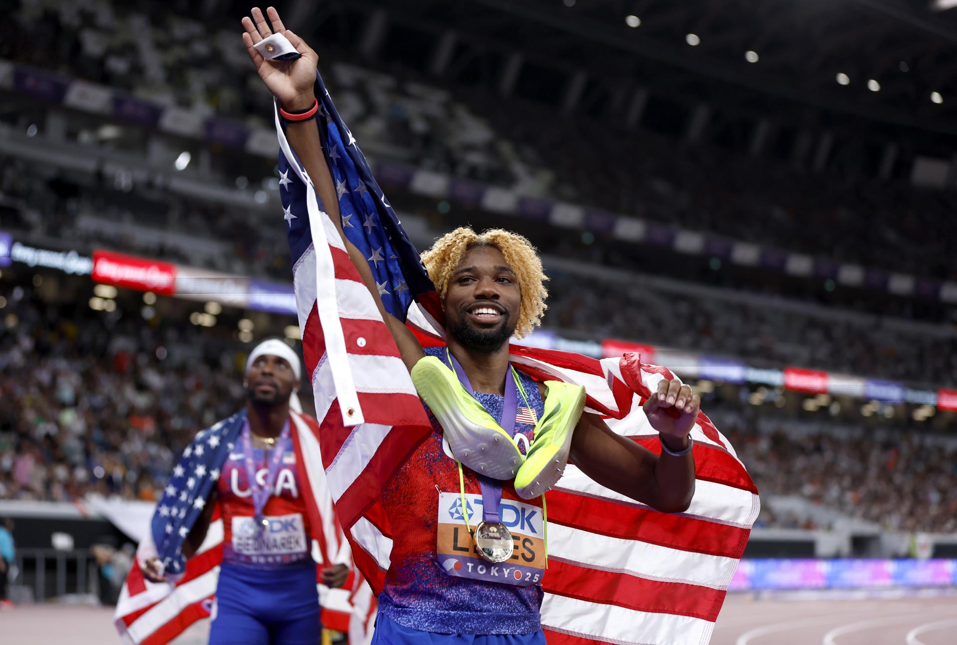 Noah Lyles igualó a Usain Bolt con cuatro títulos mundiales en 200 metros: video