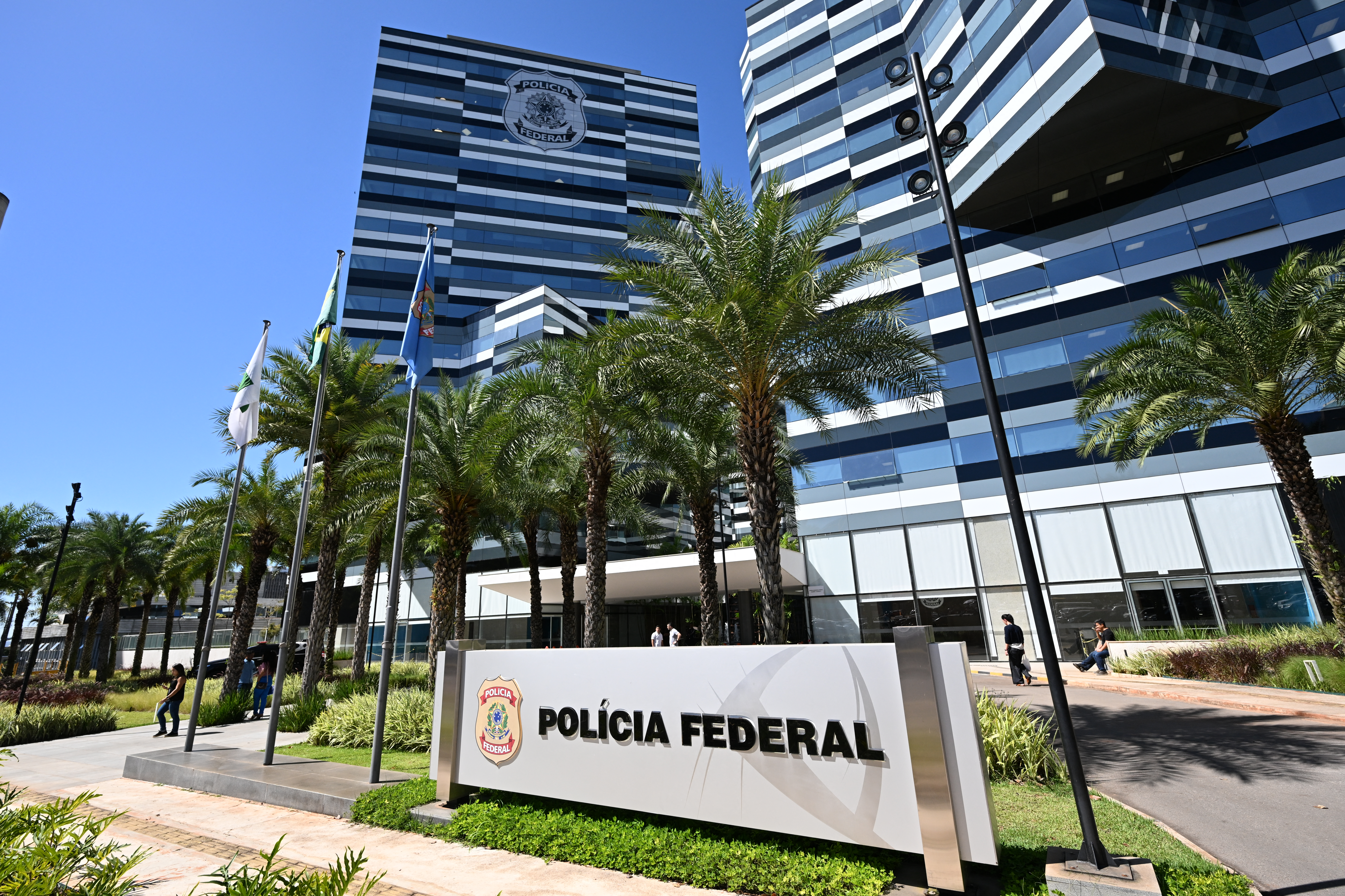 (FILES) Facade of the Brazilian Federal Police Headquarters Building, where Mauro Cid, former President Jair Bolsonaro's aide-de-camp, gives testimony to the Federal Police in the case of the forgery of Bolsonaro's COVID vaccination certificate in Brasilia on May 18, 2023.