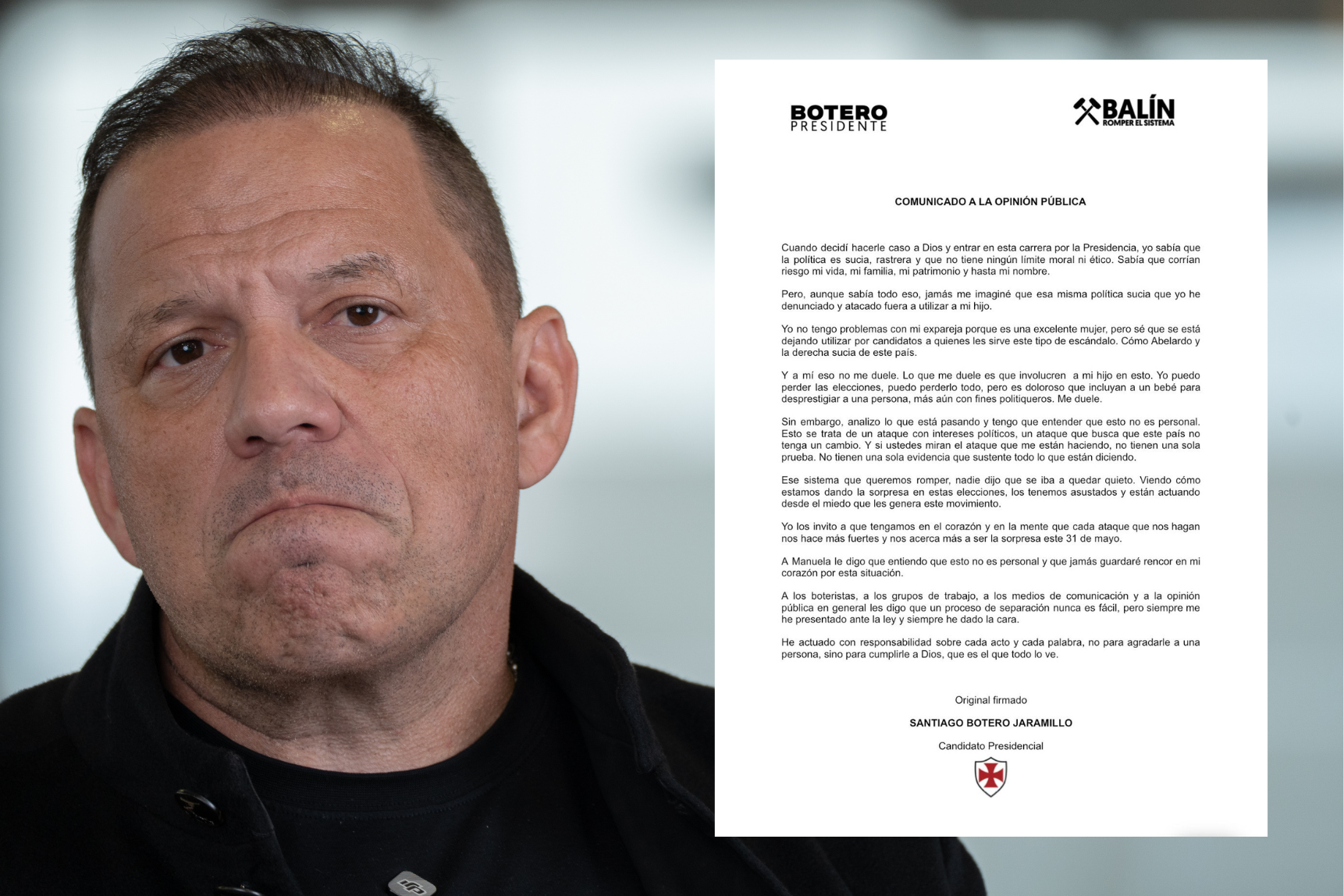 La versión de Santiago Botero sobre el desalojo que sacude la campaña presidencial