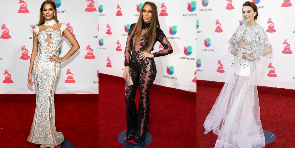 Curvas y transparencias, en la alfombra roja de los Latin Grammy