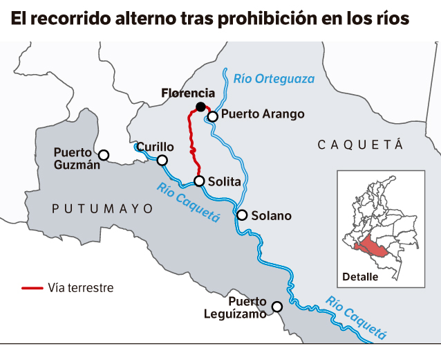 La ruta que se debe tomar por cuenta de la restricción en el Orteguaza duplica el tiempo de los recorridos hasta Solano.