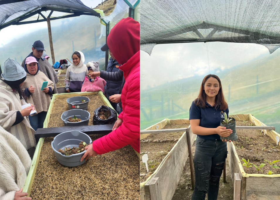 Población del páramo de El Almorzadero en uno de los viveros donde se realiza el Club de Ciencias, niños, niñas y jóvenes coexistiendo con el Cóndor.