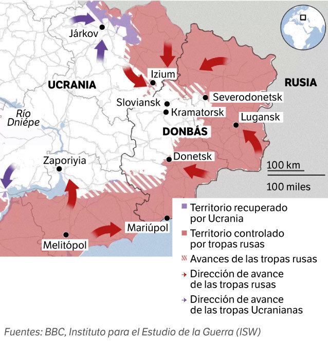 Avances y retrocesos de las tropas rusas en Ucrania