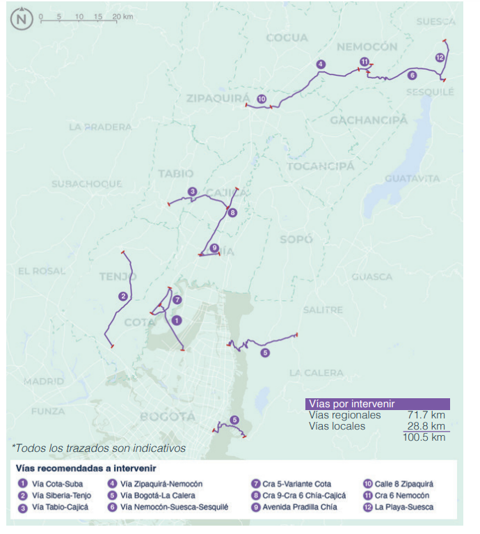 Plan vial de conectividad regional para Sabana Centro.
