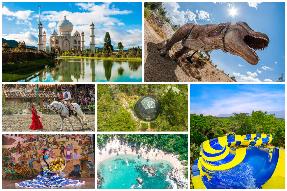 Siete parques turísticos en diferentes regiones de Colombia.