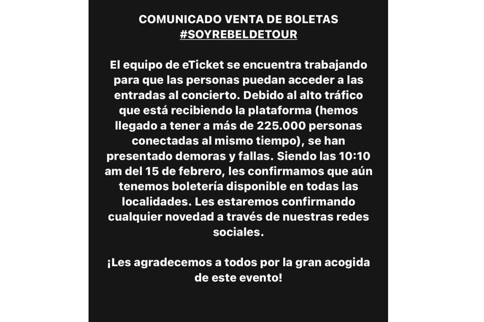 Los fanáticos de RBD quedaron preocupados porque colapsó la plataforma para adquirir las entradas del concierto en Medellín, pero todavía hay boletería. ¡Aquí los detalles!