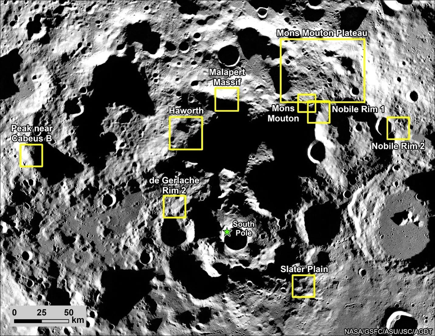 La NASA eligió nueve posibles destinos para el regreso del humano a la Luna