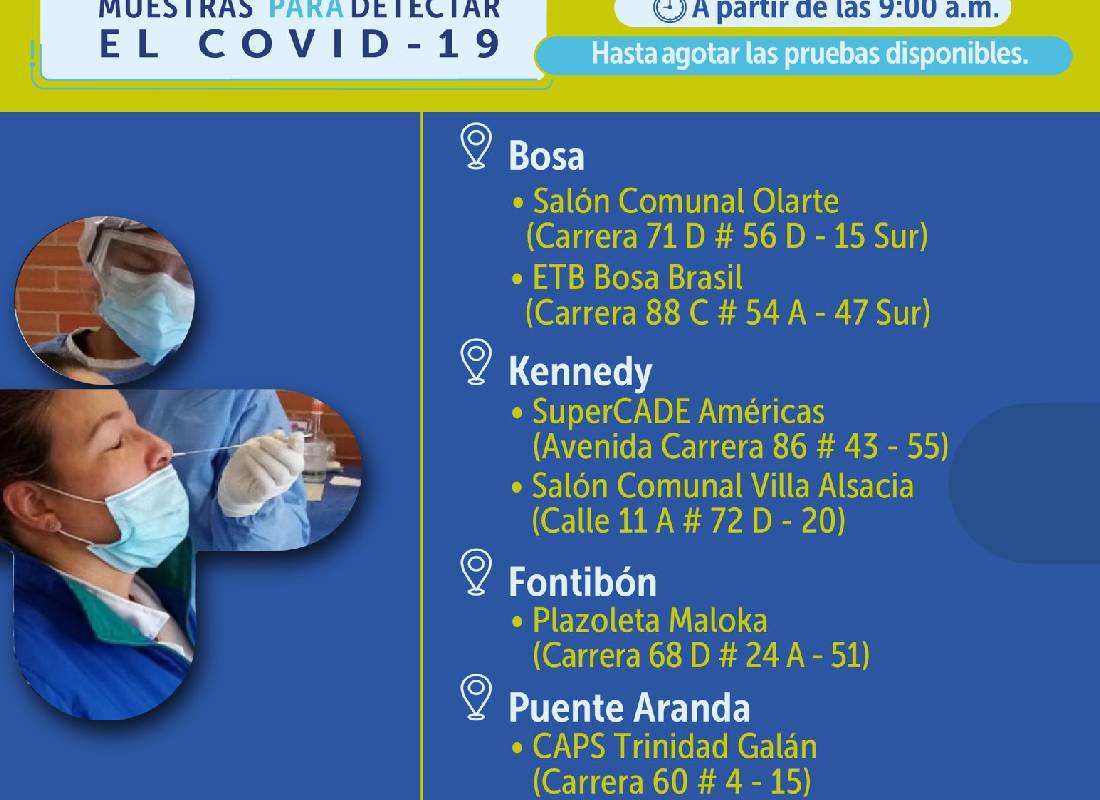 Pruebas Covid occidente de Bogotá.