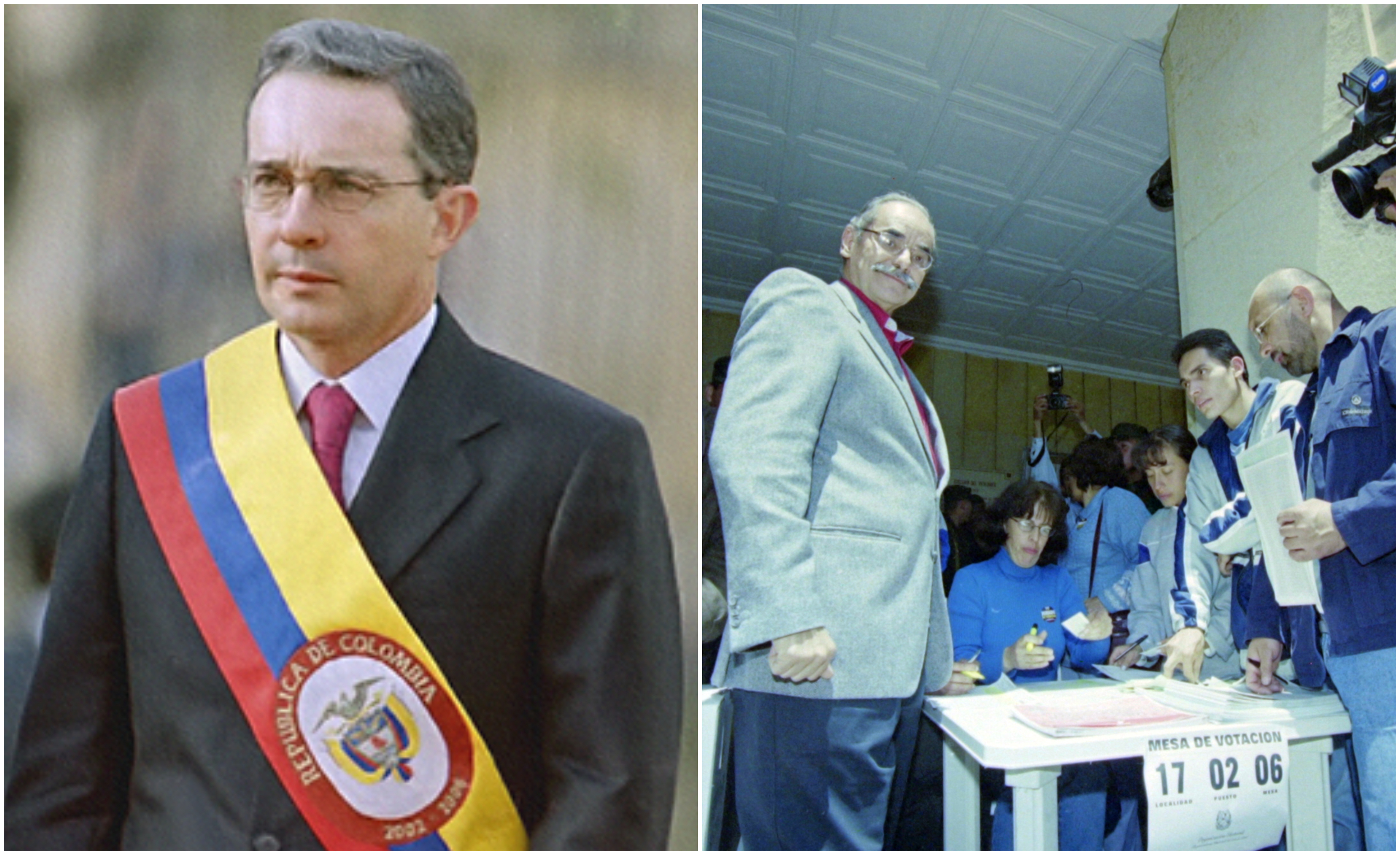 El presidente Álvaro Uribe ganó las elecciones presidenciales en 2002 en primera vuelta. El segundo fue Horacio Serpa.