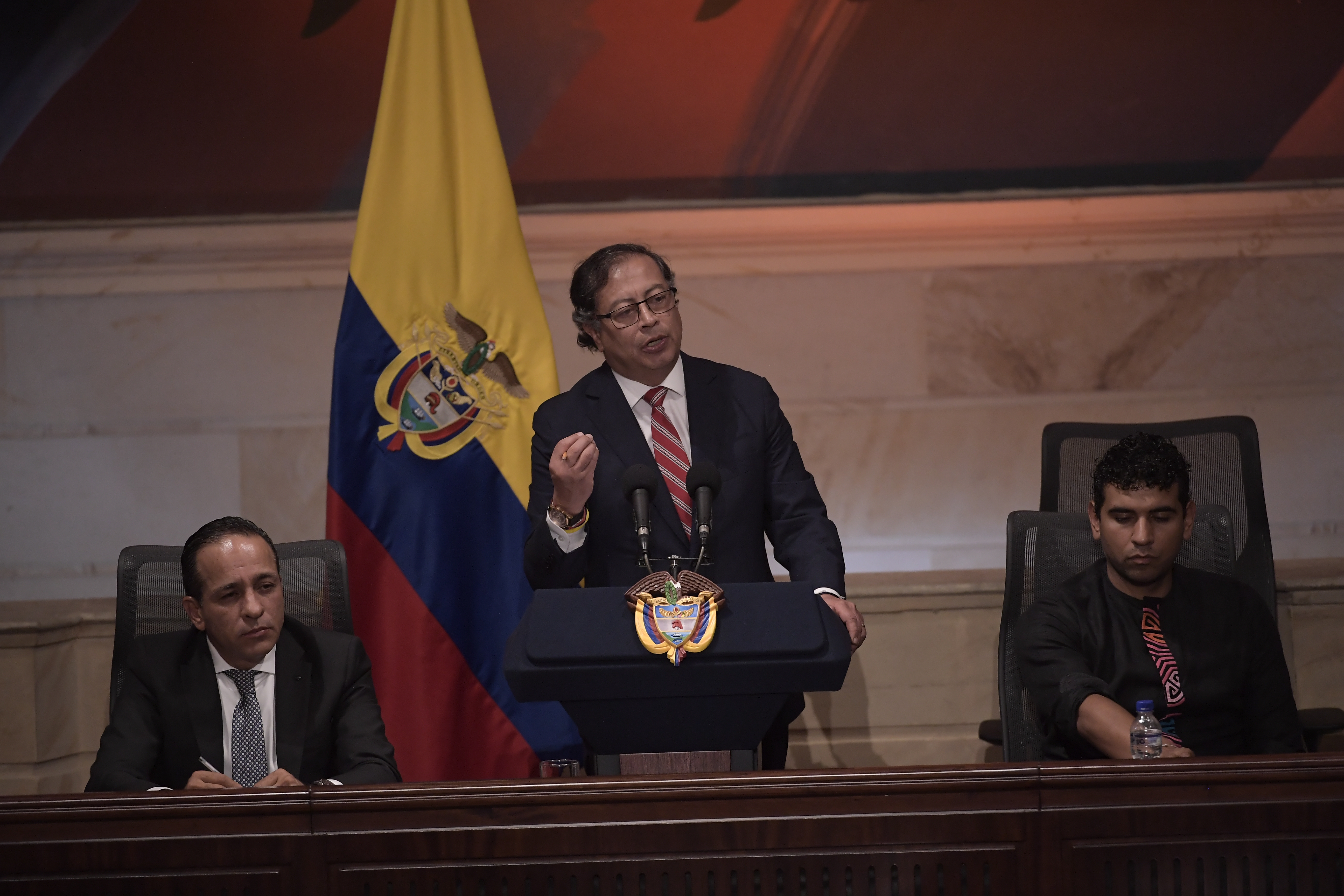 Presidente de la República; Alexander López Maya, senador de la república y David Racero, Representante a la Cámara, durante la instalación del Congreso 2023.
