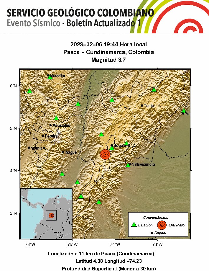 Registran sismo de magnitud 3.7 en Cundinamarca