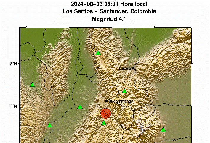 Temblor de magnitud 4.5 se registró en Los Santos, Santander.