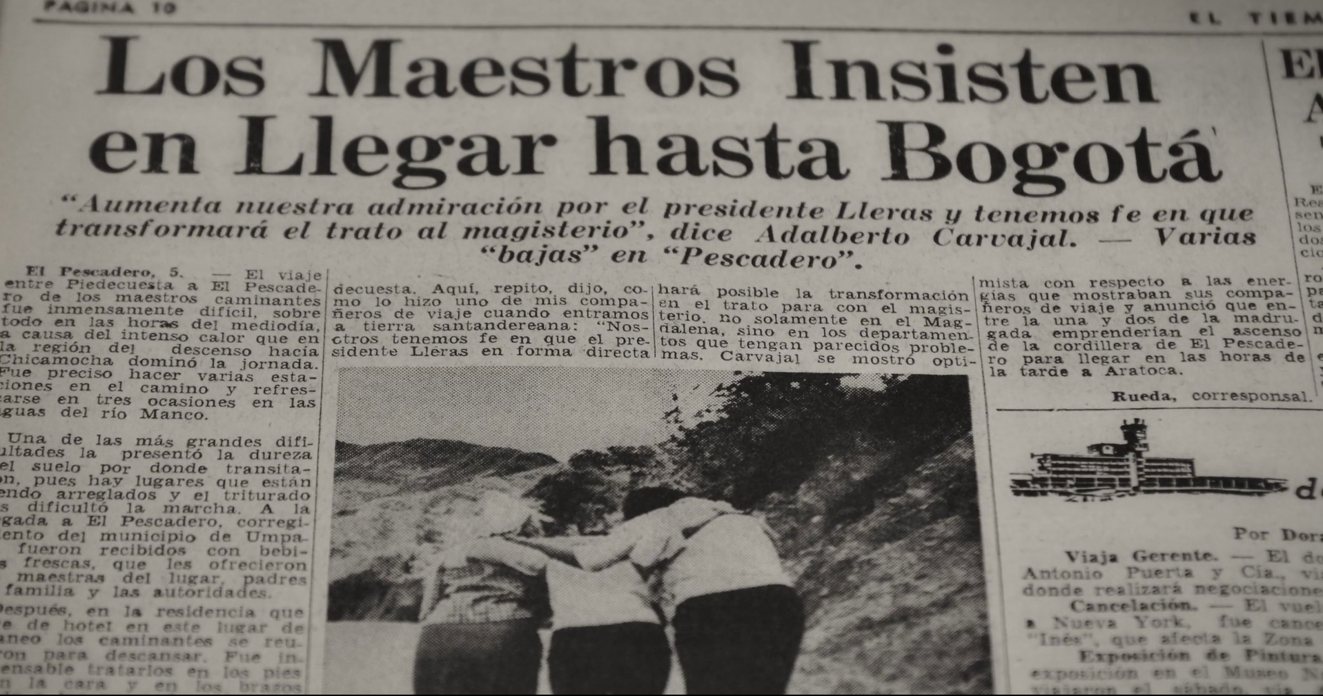 Para la construcción del documental "La marcha del hambre" se entrevistaron a algunos de los docentes que hicieron parte del movimiento, al igual que se consultaron documentos y prensa de la época.