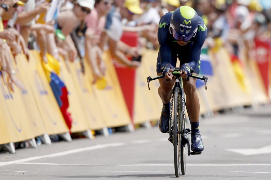Nairo Quintana finalizó con un tiempo de 15.57 en la contrarreloj individual del Tour de Francia. Foto: AFP