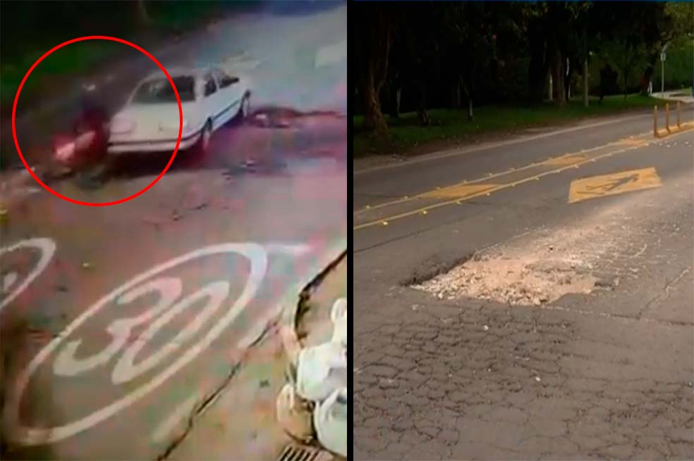 Por esquivar un hueco conductor estrelló motociclista que falleció en Bogotá