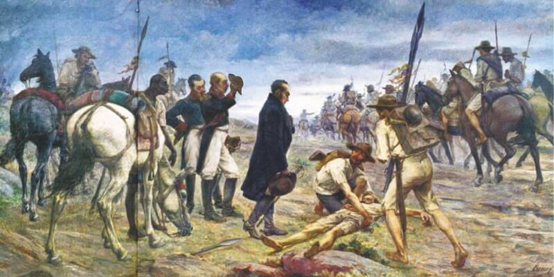 Paso del ejército libertador por el páramo de Pisba”, óleo del maestro Francisco Antonio Cano, 1922. Casa Museo Quinta de Bolívar, Bogotá.